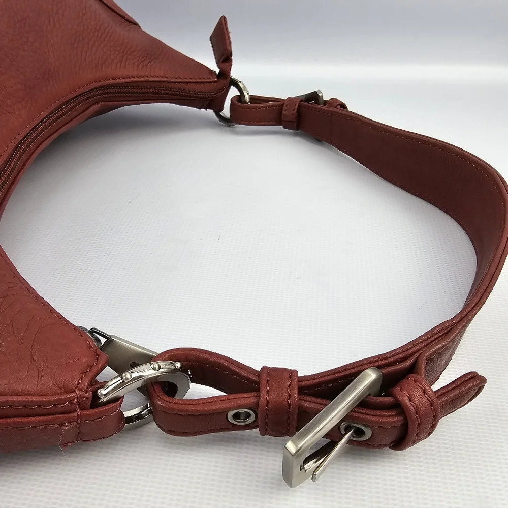 Longaberger Leather So Rachel Boho Shoulder Bag Merlot/Red - Picture 6 of 12